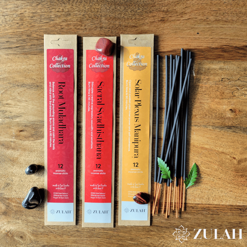 Root sacral and solar plexus chakra incense sticks