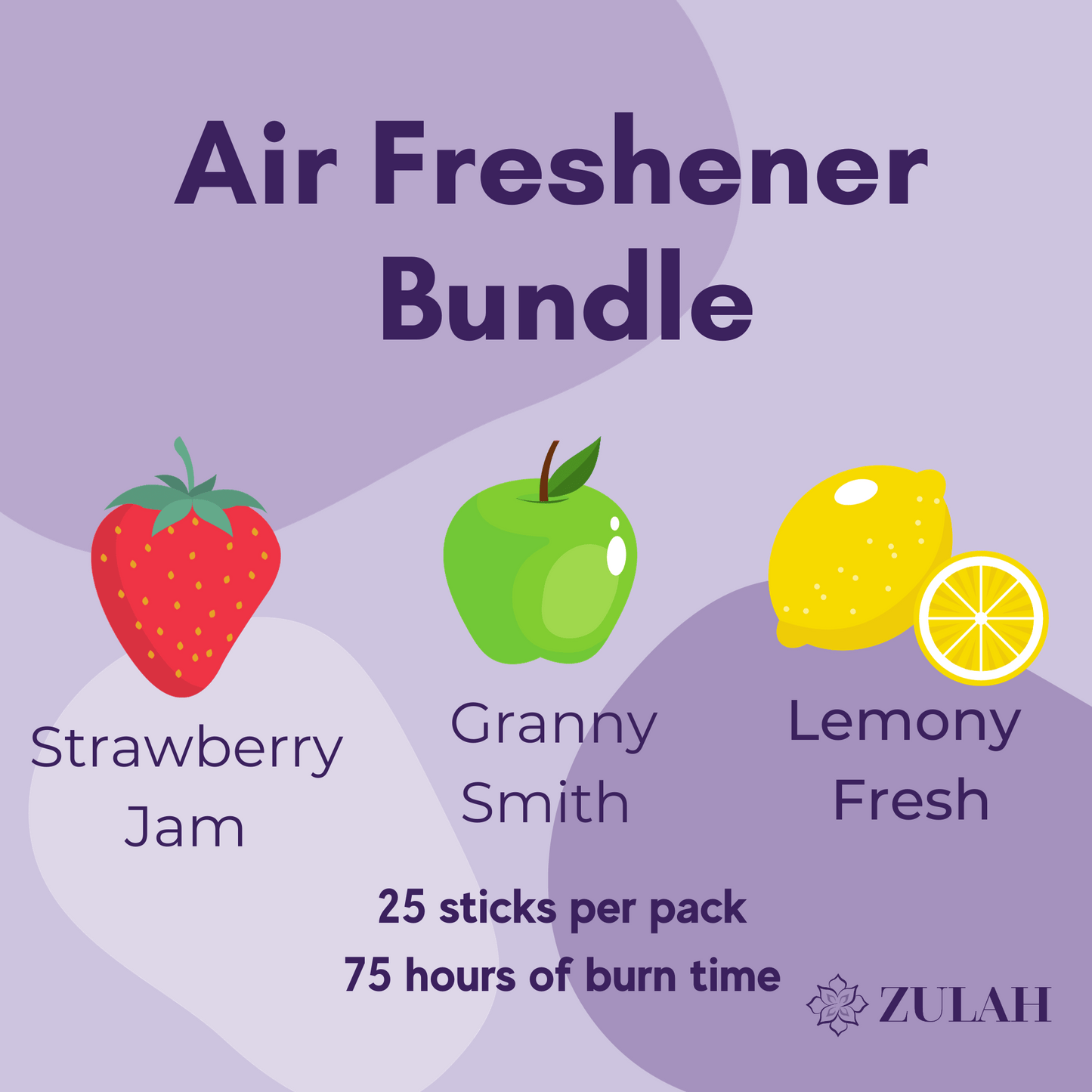 Air Freshener Incense Bundle - Strawberry Jam, Granny Smith, Lemony Fresh