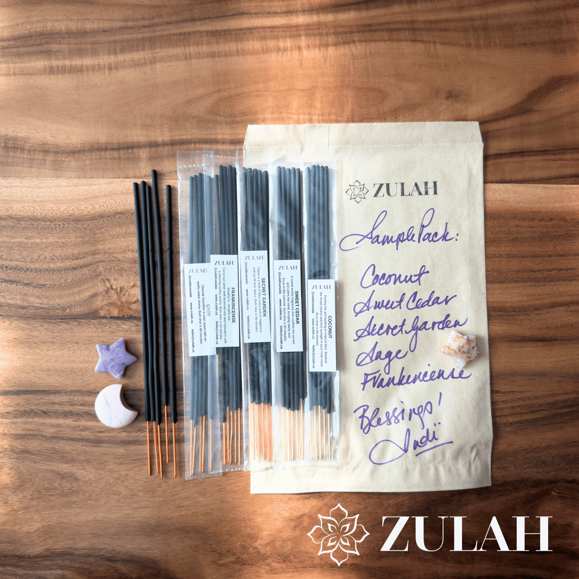 Sample Incense Assortment, 5 sticks - 5 or 10 Sampler Packs