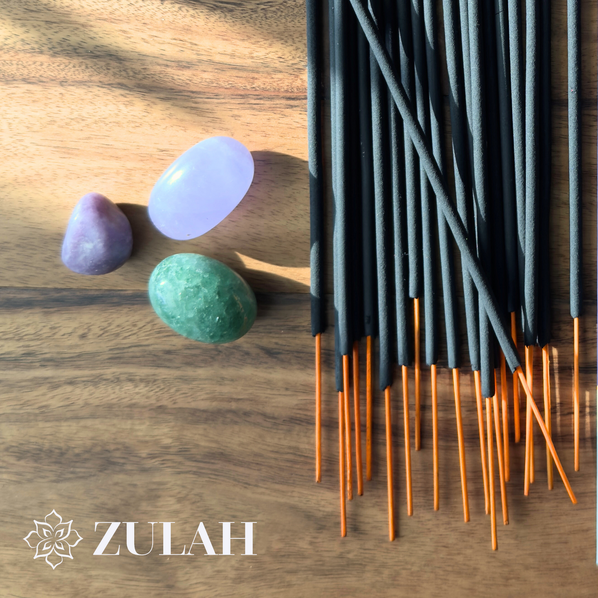 Close up of Zulah Luxury Balance incense sticks contain 20 sticks