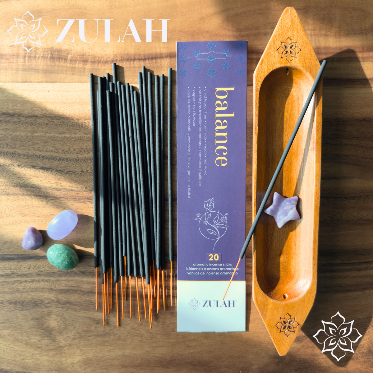 Zulah luxury Balance Incense with Light Mahogany Incense Holder