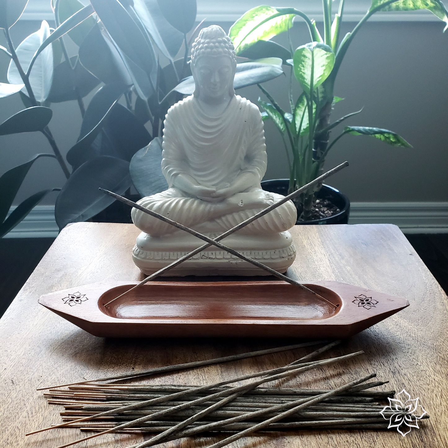 Mahogany Incense Boat-Shaped Holder Artisan Handcrafted