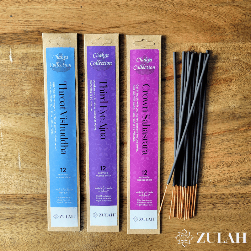 3 packet of incense sticks for chakra crown third eye throat